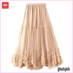Women's Maxi Tulle Skirt in Blush